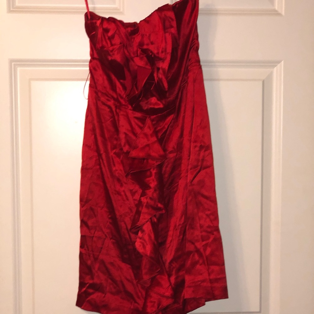 Express Red Silk Strapless Dress w/ Belt - Size 0